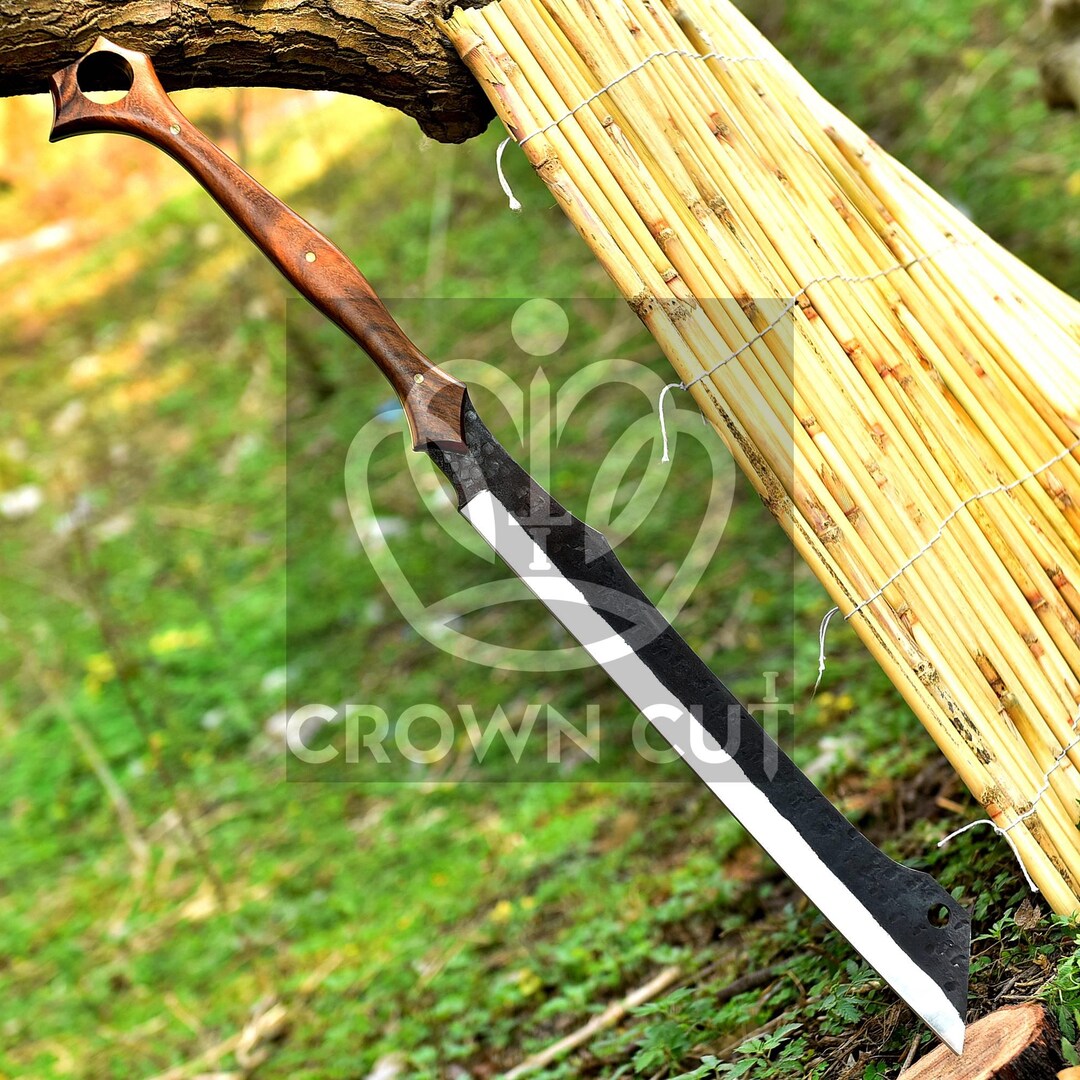 Reaver Cle Hand Forged Carbon Steel Reaver Cleaver, Rosewood Handle, Leather ...