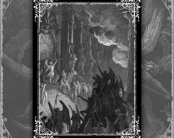 Gustave Dore Painting - Paradise Lost - Plate VI | Dark Academia Occult Gothic Wall Decor