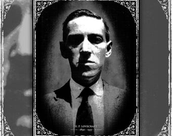 H. P. Lovecraft Portrait Poster Print | Cthulhu Gothic Horror | Dark Occult Sci-Fi Literature Wall Decor