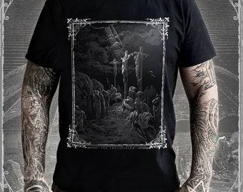 Gustave Doré T-Shirt - The Crucifixion | Classic 19th Century Jesus Christ Bible Woodcut Engraving | Dark / Gothic / Bible Clothing Tee