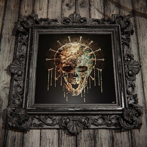 Daggercrown Fine Art Print  | Ornamented Skull Poster Dark Fantasy Decor Intricate Bone Artist Dark Gothic Living Room Wall Poster Design