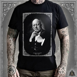 Aleister Crowley Portrait T-Shirt | Golden Dawn / Thelema 666 | Esoteric Magick Ritual Ouija / Dark Gothic Occult Clothing Tee Longsleeve