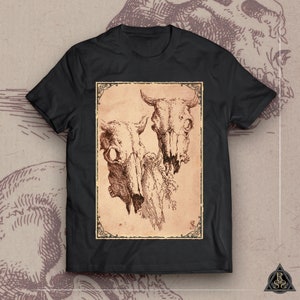 Salvator Rosa T-Shirt - Two Ox Skulls | Dark Surrealsm / Classic Paintings / Alternative Artsy Clothes