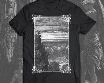 Paradise Lost T-Shirt - Plate XIV | Gustave Doré | Classic Woodcut Engraving | Occult Illustration Art Clothing