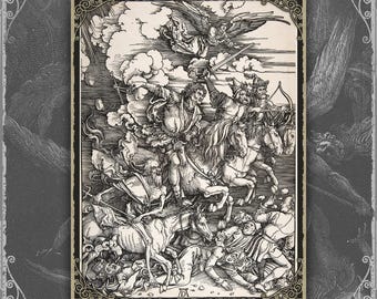 Albrecht Durer Fineart Print - The Four Horsemen of the Apocalypse | Occult Gothic Woodcut Engraving