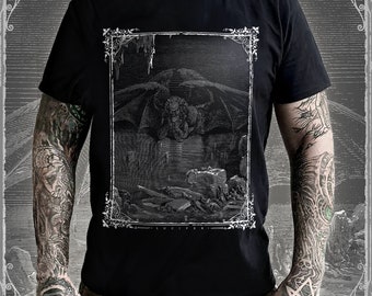 Gustave Doré T-Shirt - Lucifer | Dante's Inferno Woodcut | Occult Satanic Gothic / Devil Clothing Longsleeve Tee