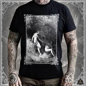 Paradise Lost T-Shirt - Plate XVI | Gustave Doré / John Milton | Adam and Eve Classic Bible Engraving  Illustration Gift Idea Longsleeve Tee