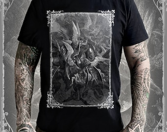 Paradise Lost T-Shirt - Plate XXIV  | Gustave Doré / John Milton Woodcut | Baroque Angel Illustration Longsleeve