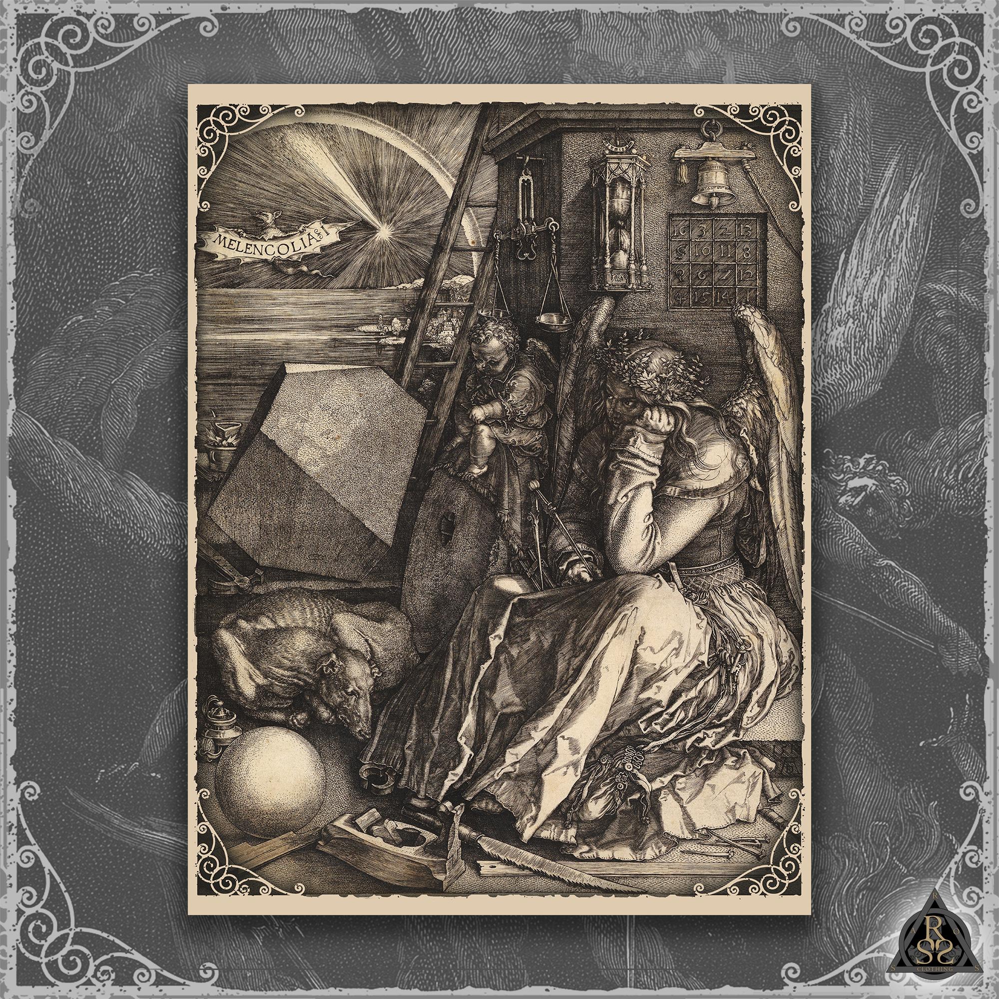 絵画 VERNIER HANDCRAFTED Albrecht Dürer Fineart Print - Melencolia I | Baroque Engraving