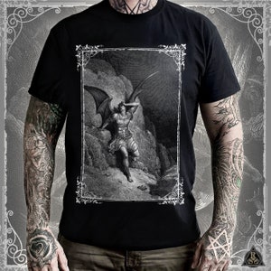 Paradise Lost T-Shirt - Plate XIII | Gustave Doré / John Milton | Classic Engraving | Dark Satanism Lucifer Occult Clothing Longsleeve Tee