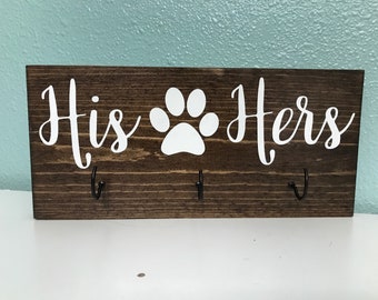 LEASH/HIS/HER key holder/ key holder/car keys/Pet decor/home decor/leash holder/