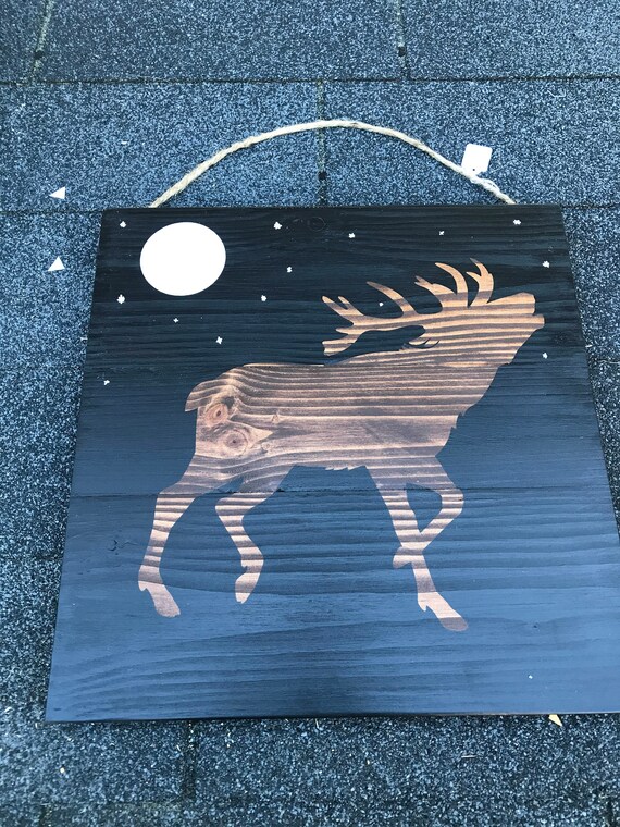 Bugling Elk Silhouette Hunting Decor Man Cave Decor Rustic Man Decor Wood Wall Decor Primitive Wall Decor Home Decor Gift Christmas Gift