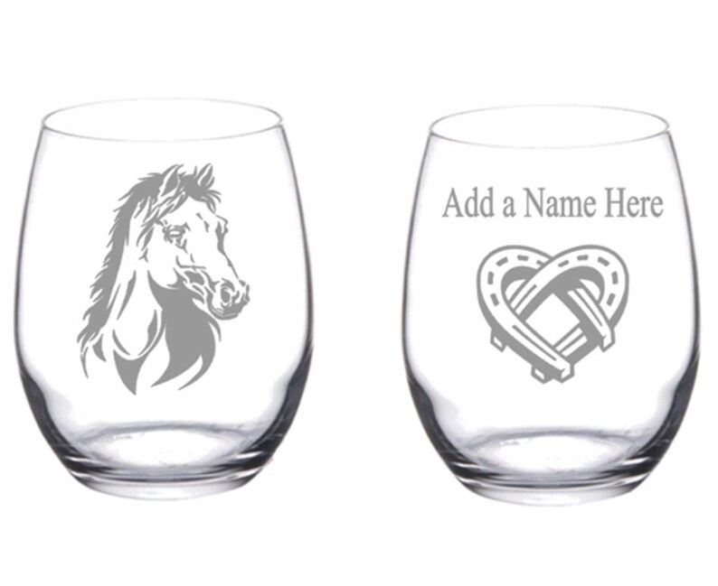 Etched Wine Glasses Horse Wine Glass Personalized Wine Etsy