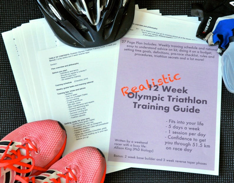 Realistic 12 Week Olympic Triathlon Training Plan | Etsy