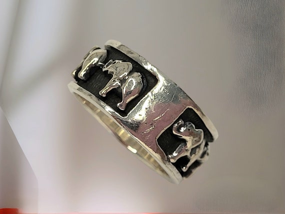 Stacking Oxidized elephant Band Solid Ring,Elepha… - image 5