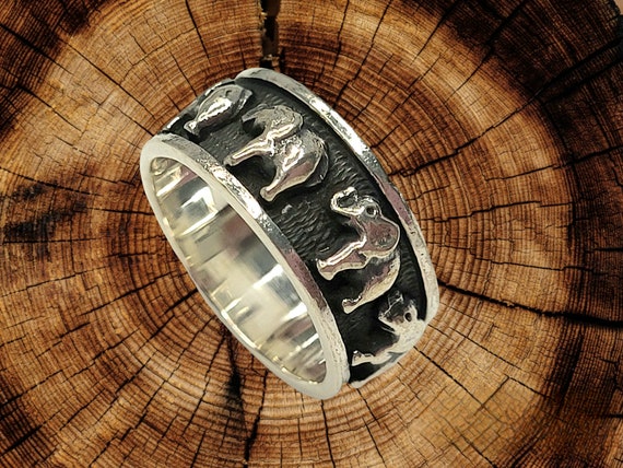 Stacking Oxidized elephant Band Solid Ring,Elepha… - image 6