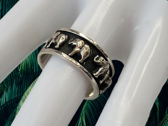 Stacking Oxidized elephant Band Solid Ring,Elepha… - image 2