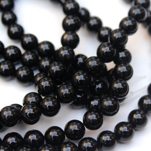 15.5&quot; 8mm Black Onyx Smooth round Beads, Black Gemstone Beads, black DIY stone stone beads, Beautiful smooth round beads,