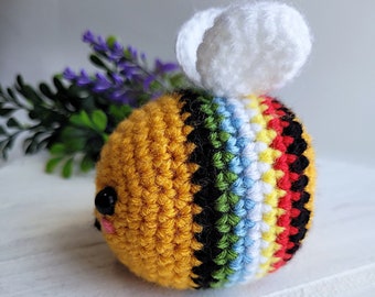 Disability Awareness Pride Bee Crochet Stuffed Animal / Crochet Plushie *Not A Pattern*