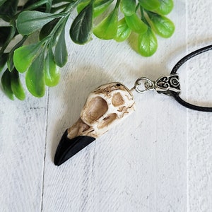 Gothic Crow Skull Necklace - Witchy Bird Skull Pendant