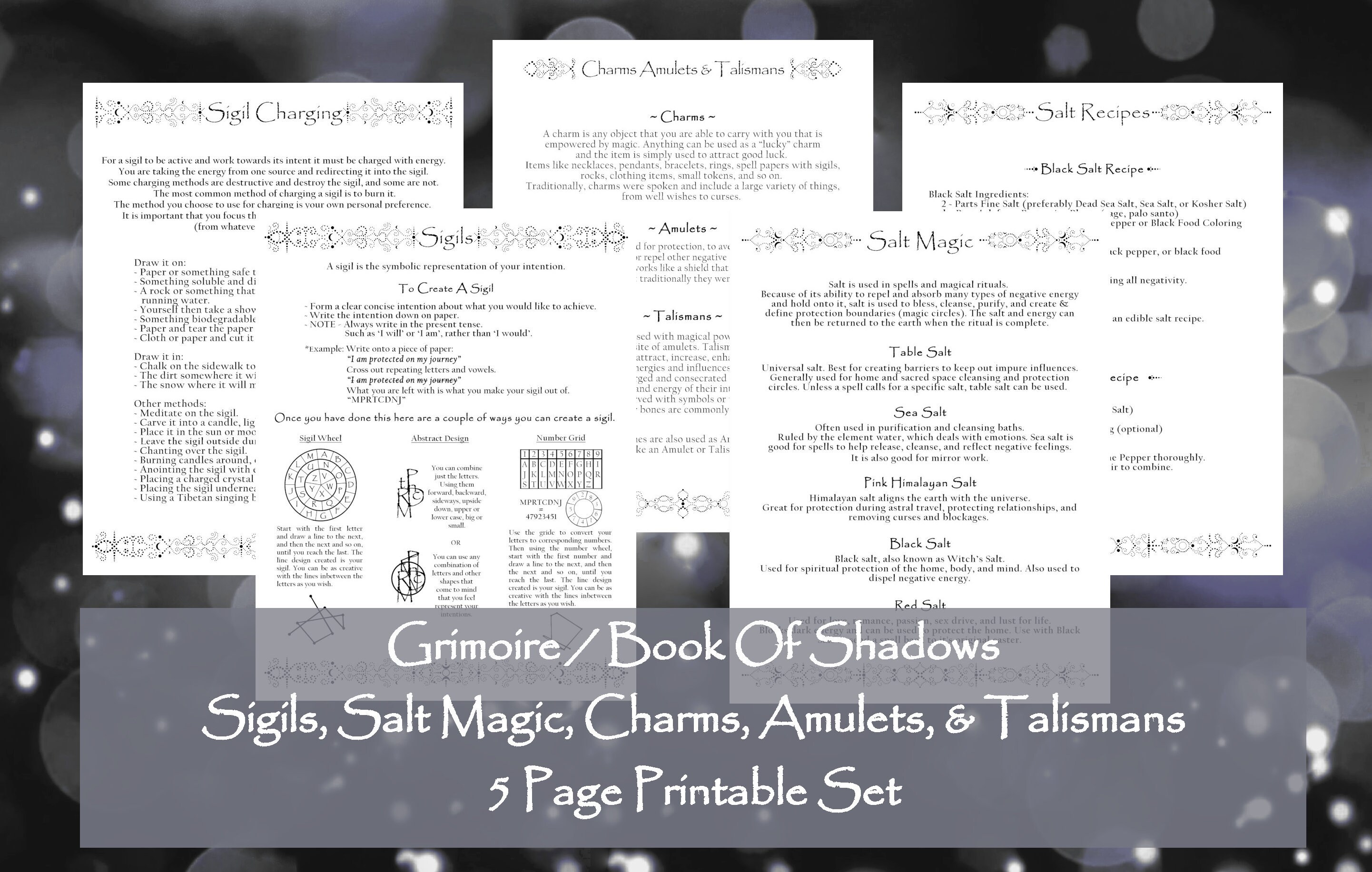Sigils Salt Magic Charms Amulets & Talismans Book of Shadows Etsy