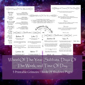 Wheel of the Year Grimoire Pages: Witchcraft Book of Shadows (Printable)