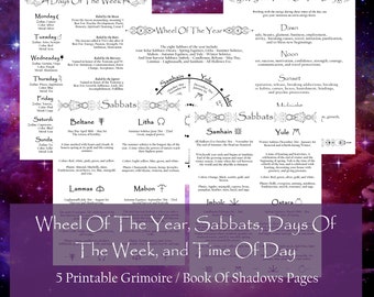 Wheel of the Year Grimoire Pages: Witchcraft Book of Shadows (Printable)