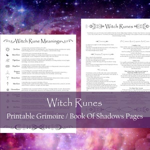 Witch Runes Book of Shadows Printable: Grimoire Pages (Digital Download)