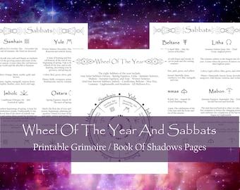 Wheel of The Year Printable: Wicca Sabbats Grimoire Pages (Digital Download)