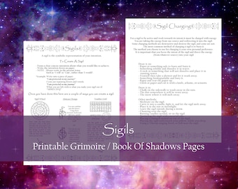 Libro delle Ombre Sigil stampabile: Pagine del Grimorio della Stregoneria (download digitale)