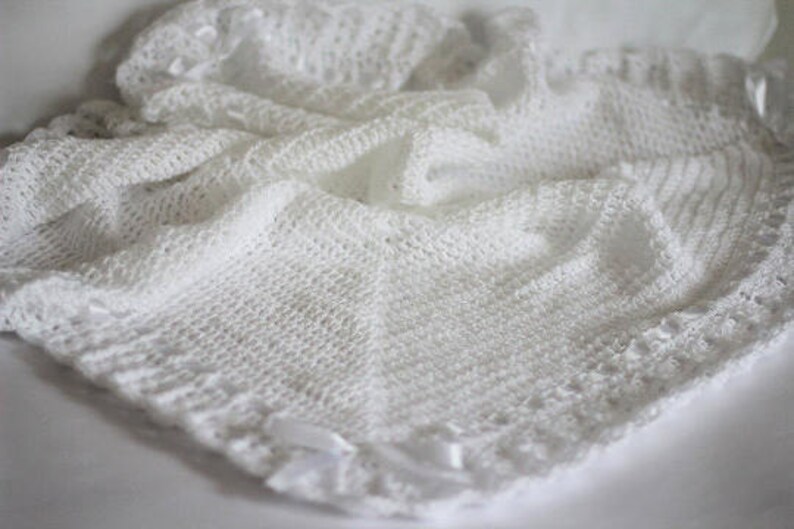 Crochet Baby Blanket Hat and Booties White Granny Square Etsy