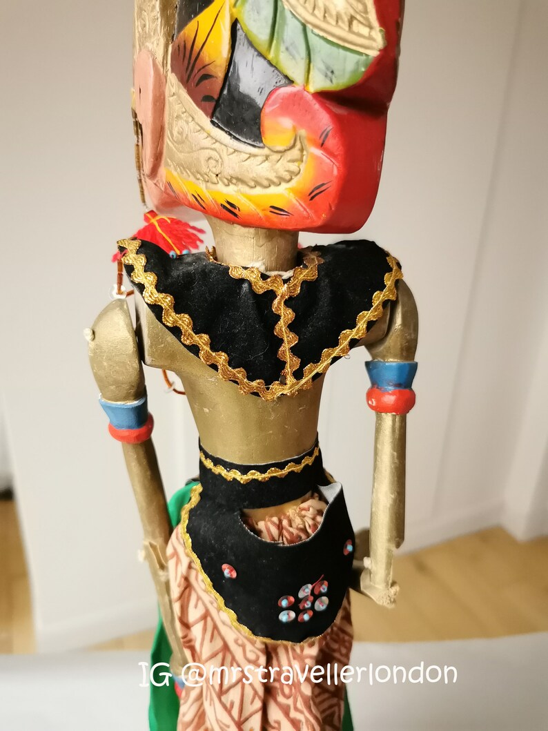 theatrical puppet Indonesian Wooden Puppet Stick Puppet Large Indonesian Puppet Stunning Vintage 1980s Indonesian Wayang Golek