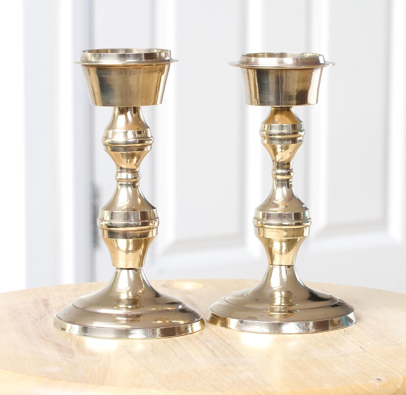 Candle Holder A Set of Brass Candle Holder Yellow Metal Etsy