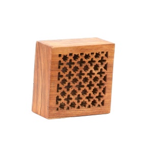 Handmade Wooden Box, Hand Carved Wooden  Storage Box, Square Wood Jewellery Box, Wooden Potpourri Box