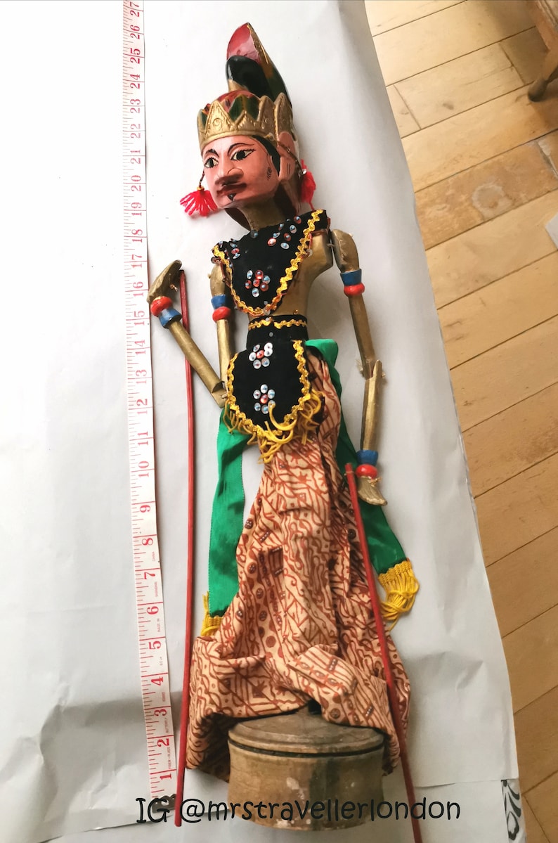 theatrical puppet Indonesian Wooden Puppet Stick Puppet Large Indonesian Puppet Stunning Vintage 1980s Indonesian Wayang Golek