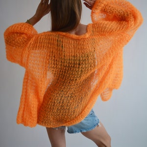 Orange Cardigan, Orange Sweater, Oversize Cardigan, Fall Cardigan, Chunky  Jacket, Open Front Cardigan, Pumpkin Orange Sweater, Hand Knit 