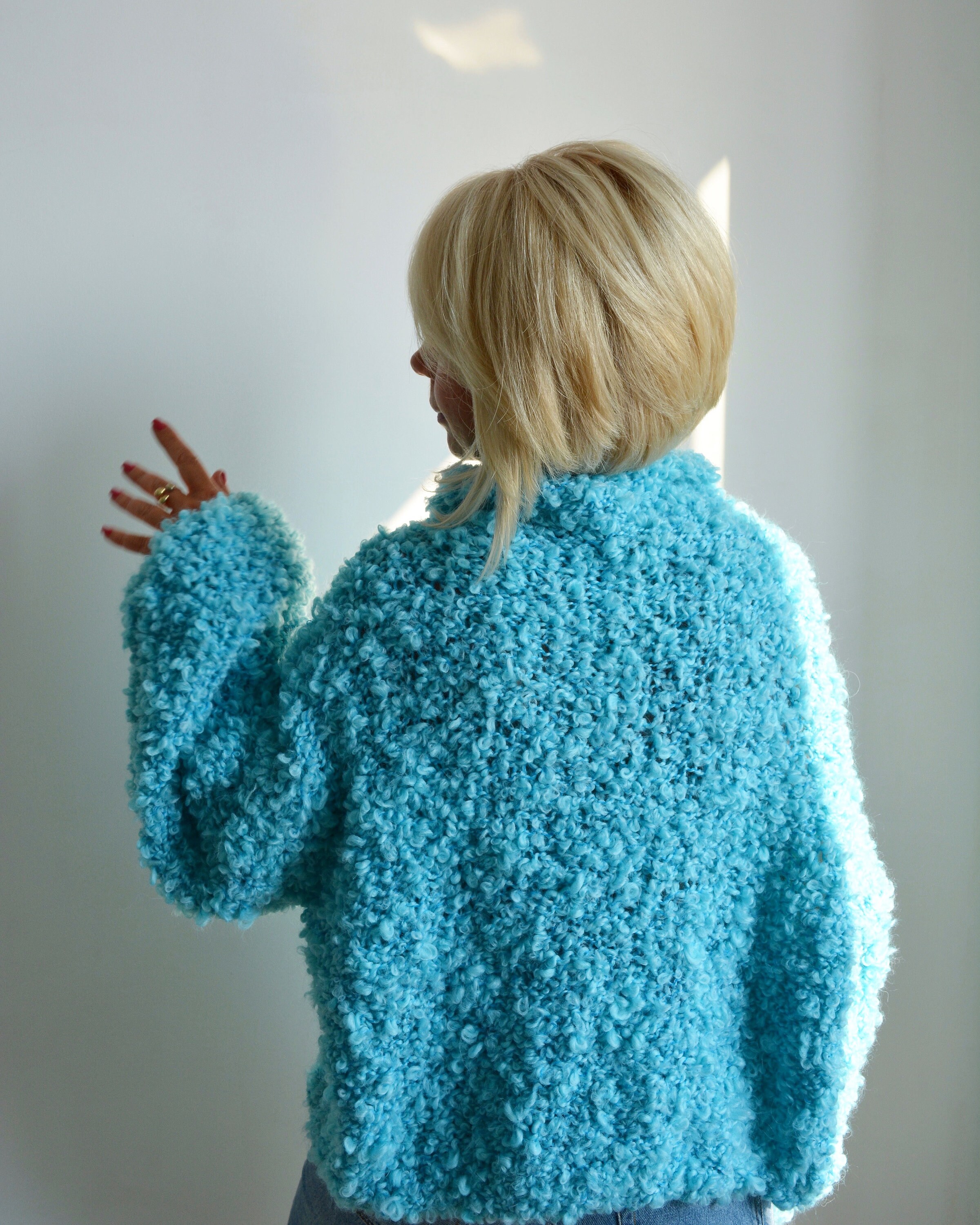 White fluffy mohair turtleneck sweater Chunky knit cropped Etsy