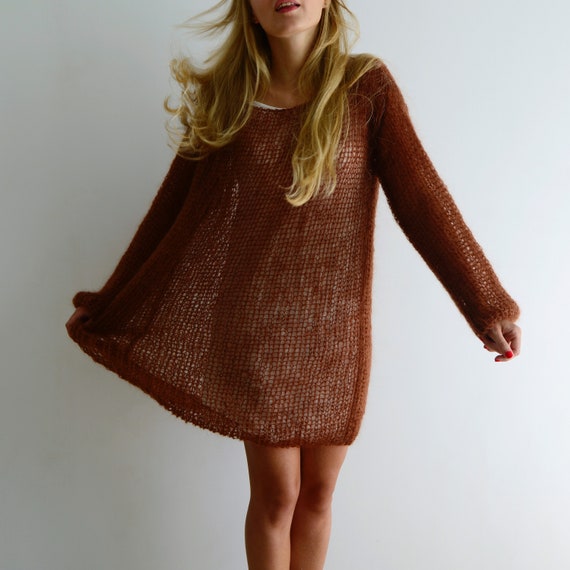 brown tunic sweater dress Sipping Cider' Cable Knit Tunic/Dress (Caramel) – Stormy Brooke Designs main image 0