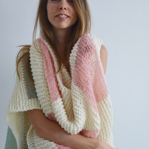 SCARF 184 CM IN PEANUT BROWN MIX WHITE MERINO WOOL 393121