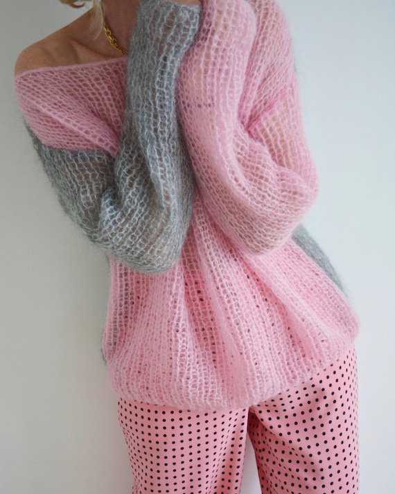 Loose Colorblock Mohair Sweater Loose Colorblock Mohair Sweater
