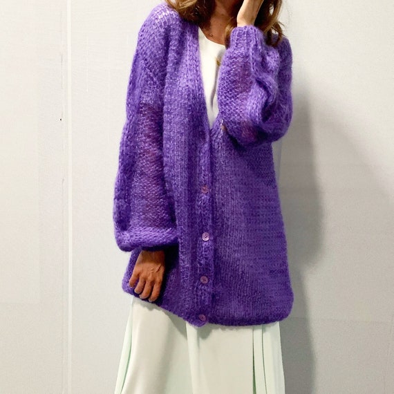 purple mohair cardigan