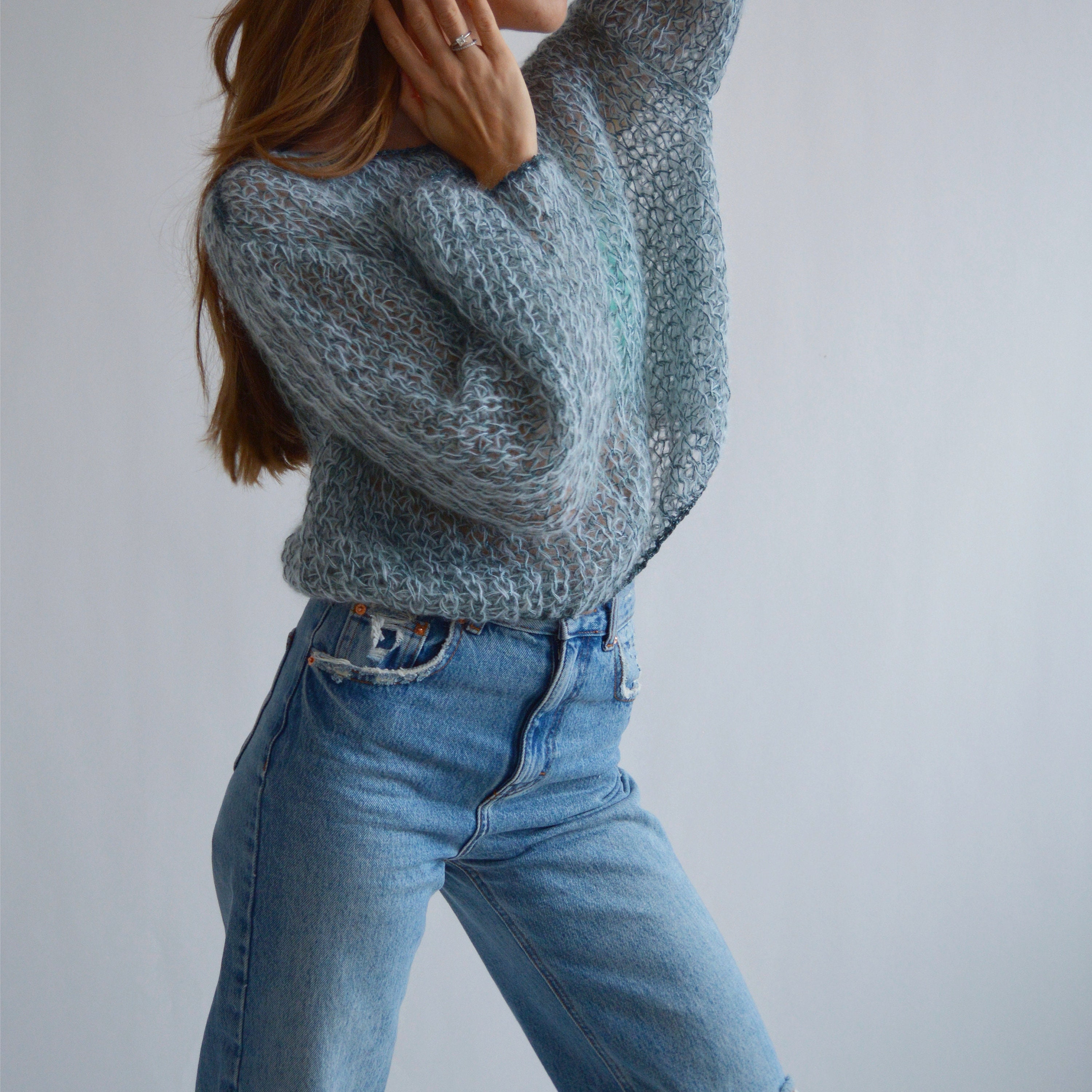 【人気投票 1~37位】ハイブランド人気ランキング！ Cropped Sweater Mohair Blue Embellished Lurex With Sweater ニット/セーター