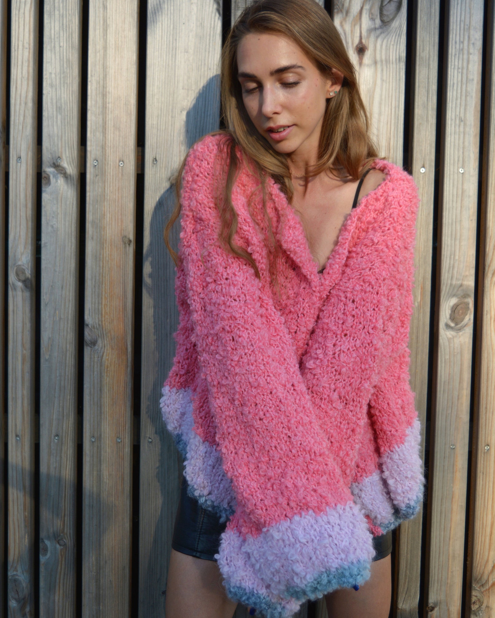 Pink boucle cardigan Fluffy mohair cardigan Open front soft Etsy