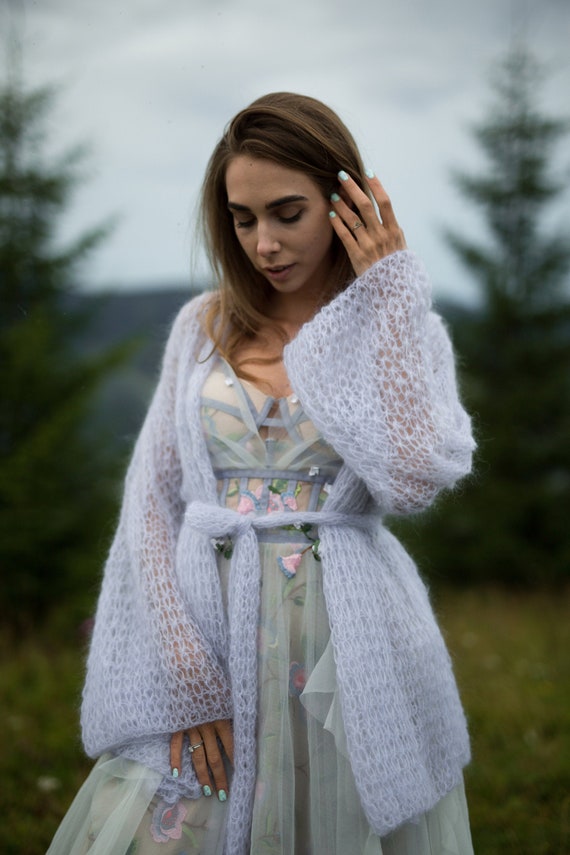 Gray Purple Bridal Cardigan Short 