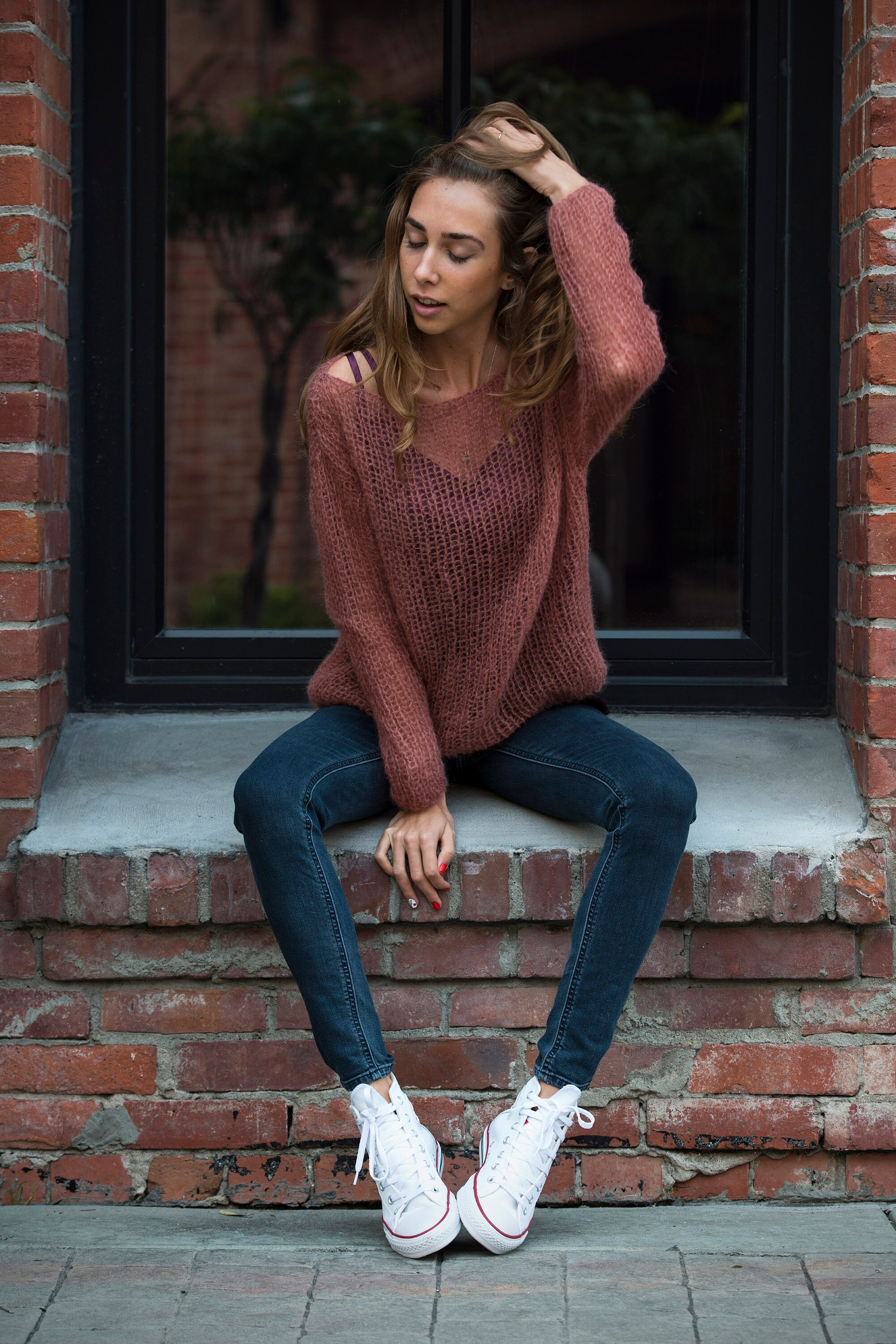 Mauve Mohair Sweater Light Handknit 
