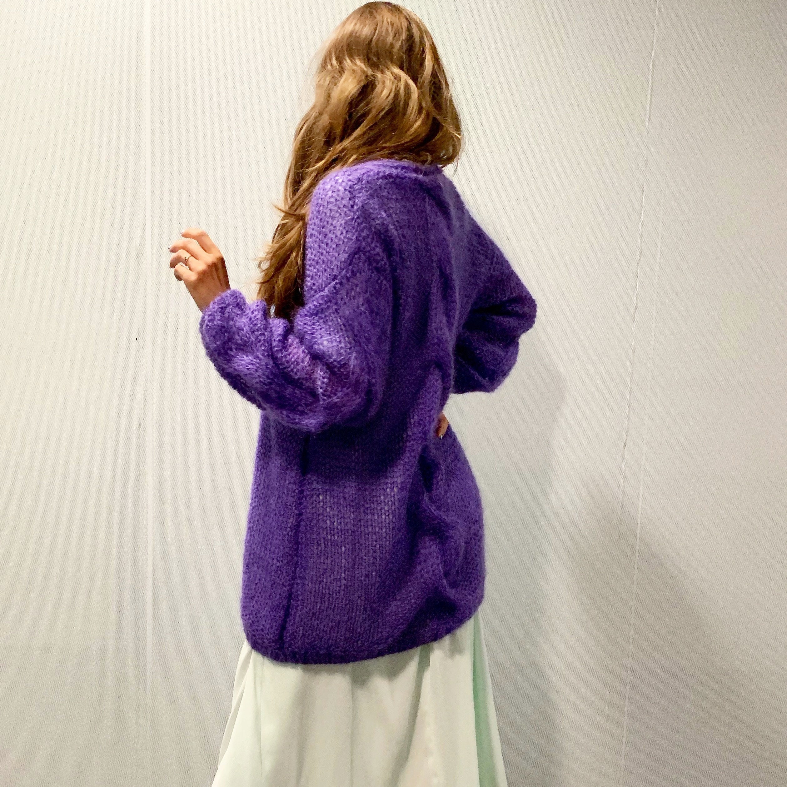 Purple Mohair Button Cardigan Sexy Fashion Cardigan Light | Etsy