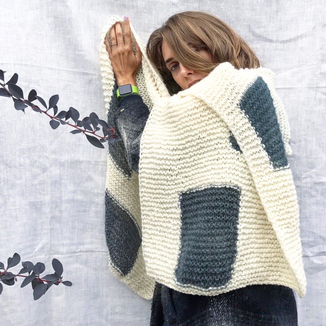 Handmade Chunky Merino Wool Scarf, Oversized Knit Blanket Scarf - Etsy