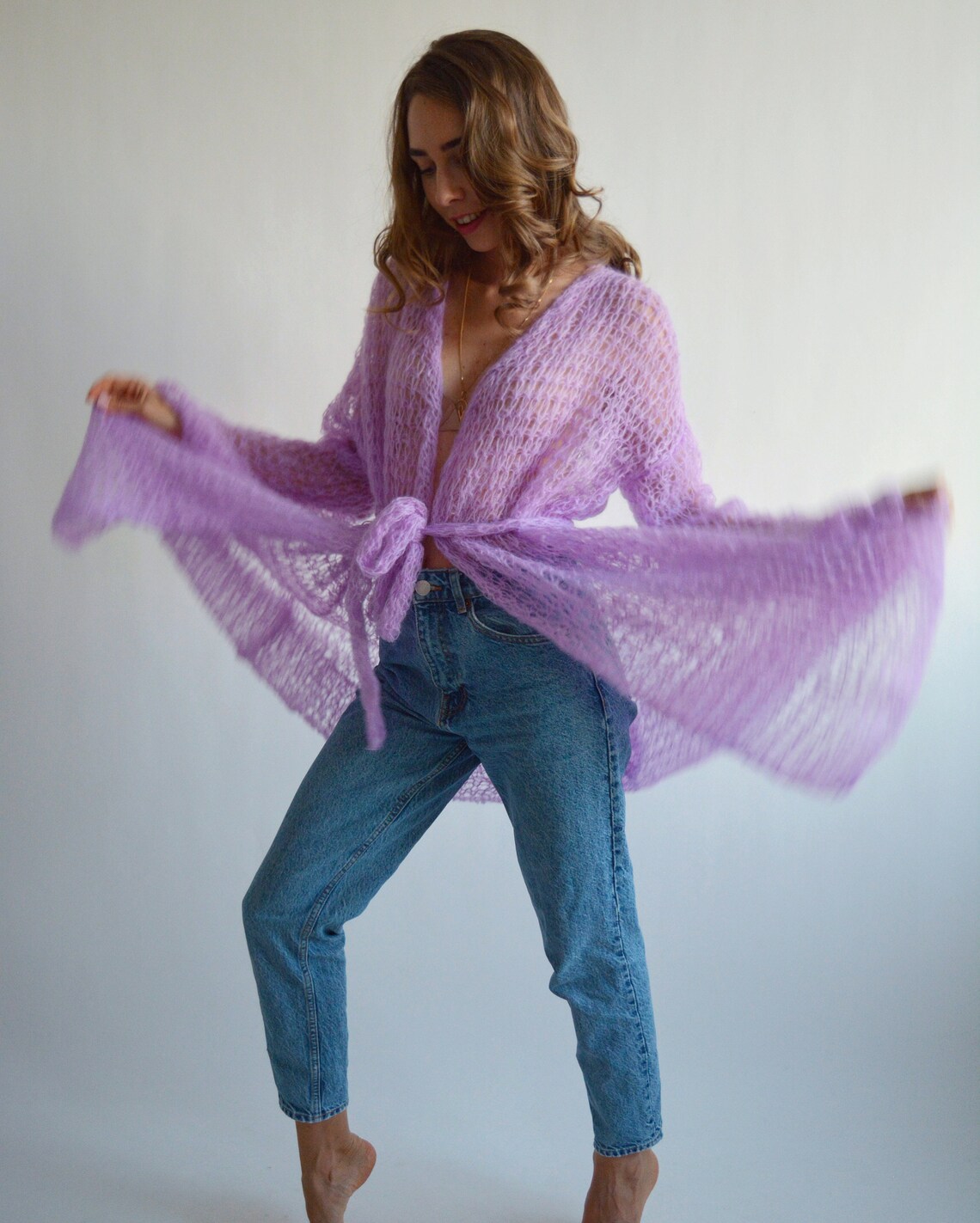 lilac mohair cardigan