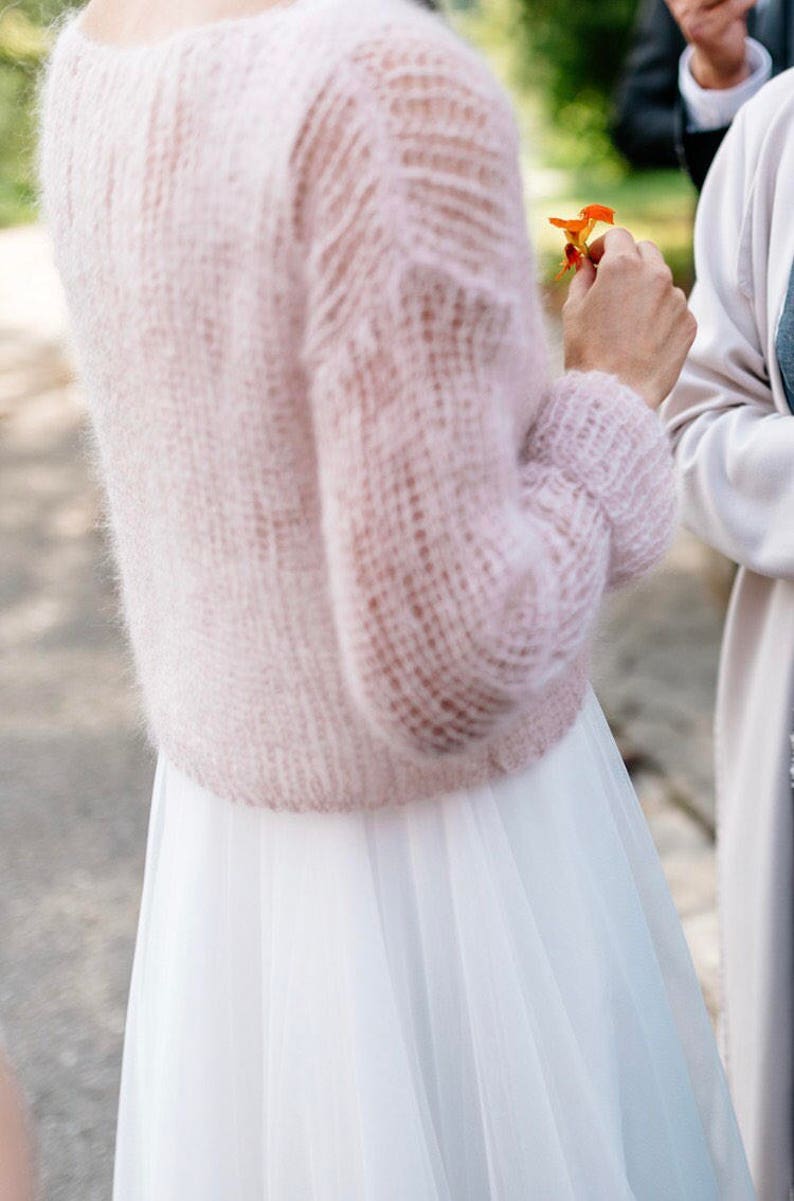 Pull rose de mariée pull blanc de mohair de mariage gilet ...