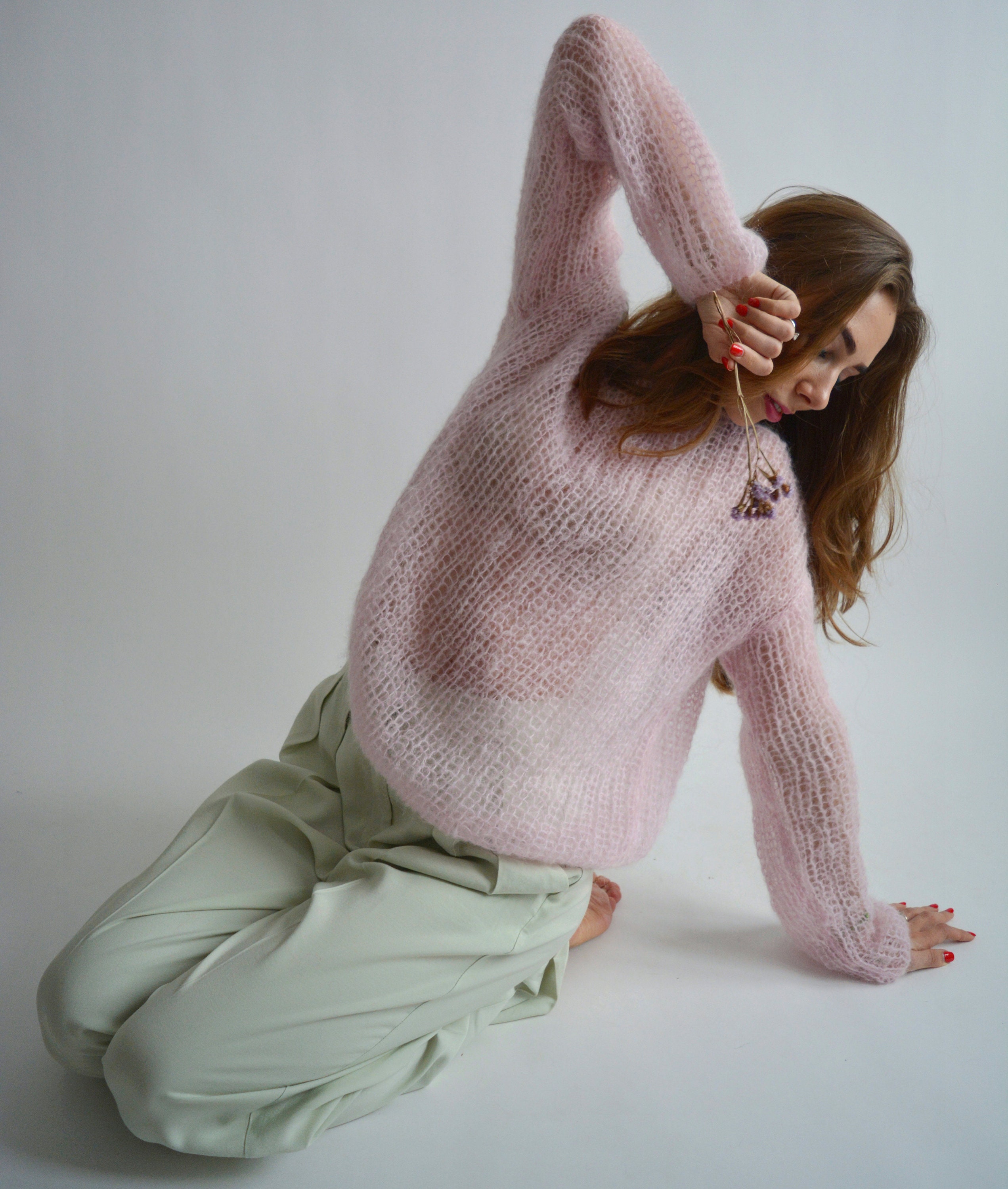 Camel Mohair Sweater Beige Loose Handknit Sweater See Camel Mohair Sweater Beige Loose Handknit Sweater See
